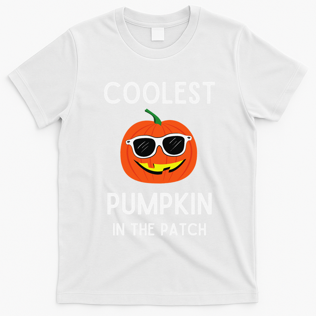 Coolest Pumpkin In The Patch Funny Cool Pumpkin Halloween T-Shirt - White