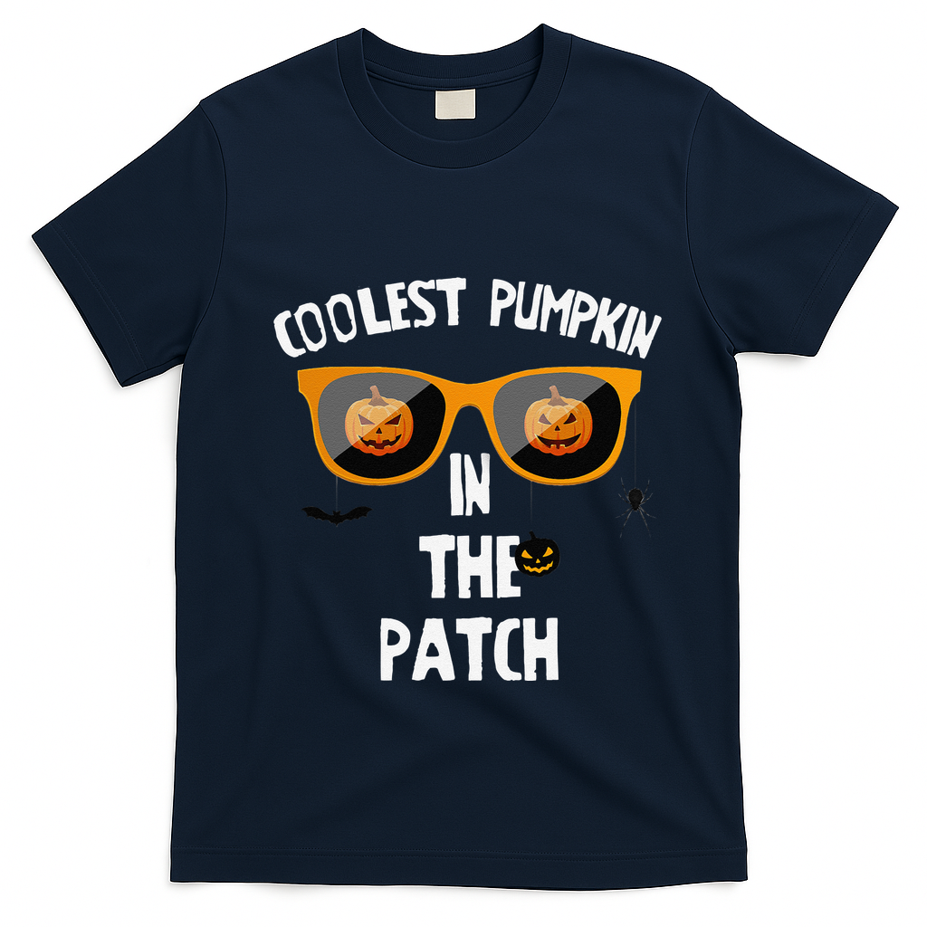 Coolest Pumpkin In The Patch Halloween Gift Cute T-Shirt - Navy Blue