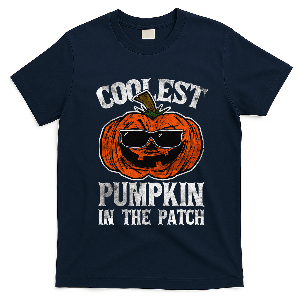 Coolest Pumpkin In The Patch Halloween Gift T-Shirt - Navy Blue