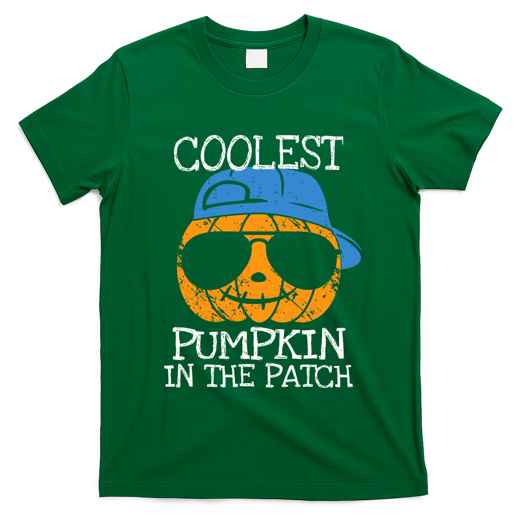 Coolest Pumpkin In The Patch Halloween Boy Girl Teens T-Shirt - Irish Green