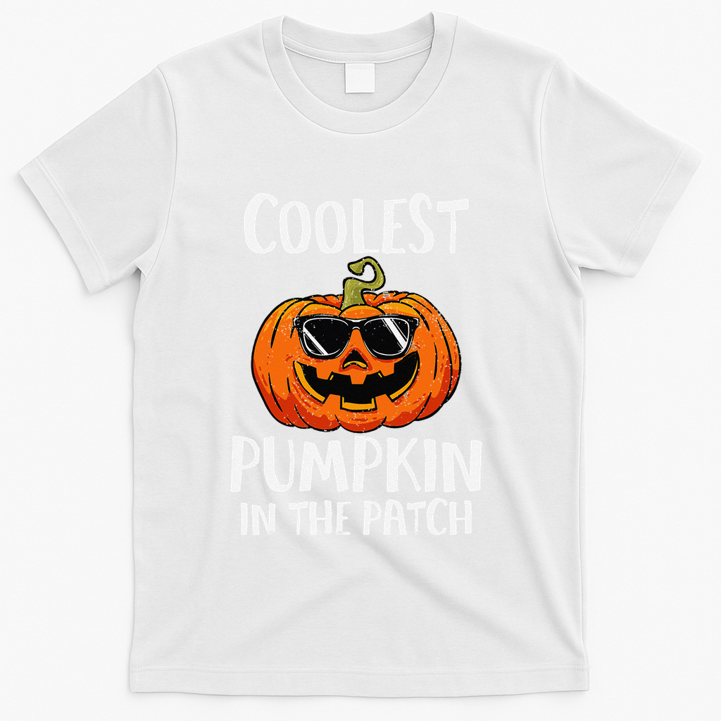 Coolest Pumpkin In The Patch Funny Halloween Gift T-Shirt - White