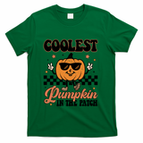 Coolest Pumpkin In The Patch Fall Vibes Retro Halloween Autumn T-Shirt - Green
