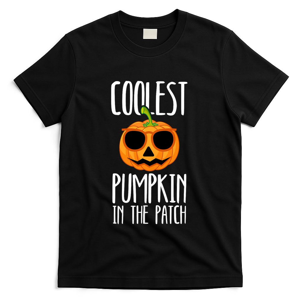 Coolest Pumpkin In The Patch Funny Halloween Party Cute T-Shirt - Black
