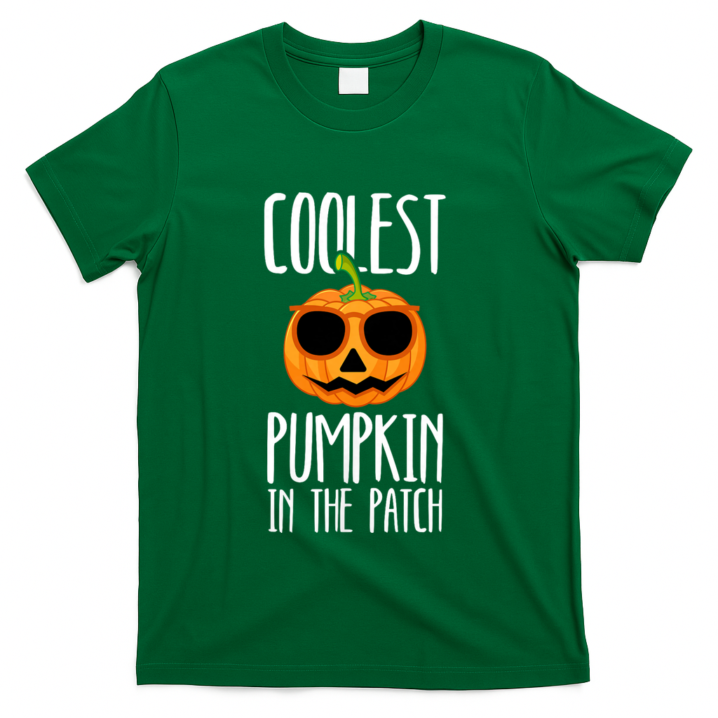 Coolest Pumpkin In The Patch Funny Halloween Party Cute T-Shirt - Green