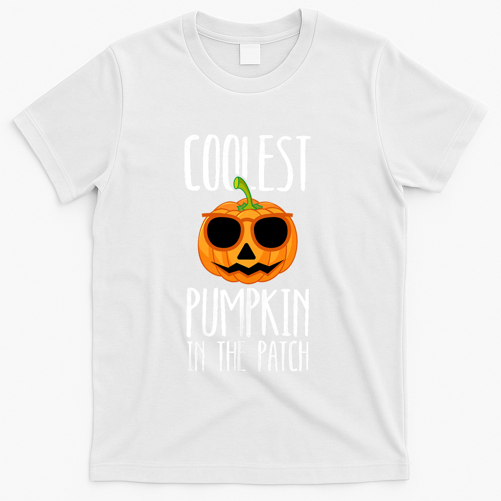 Coolest Pumpkin In The Patch Funny Halloween Party Cute T-Shirt - White