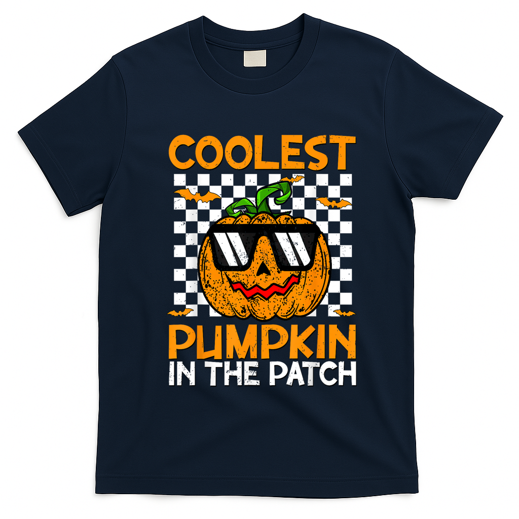 Coolest Pumpkin In The Patch Outfit Halloween T-Shirt - Navy Blue