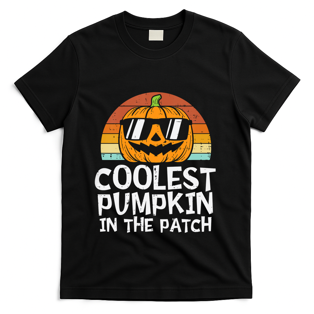 Coolest Pumpkin In The Patch Halloween Funny Gift T-Shirt - Black