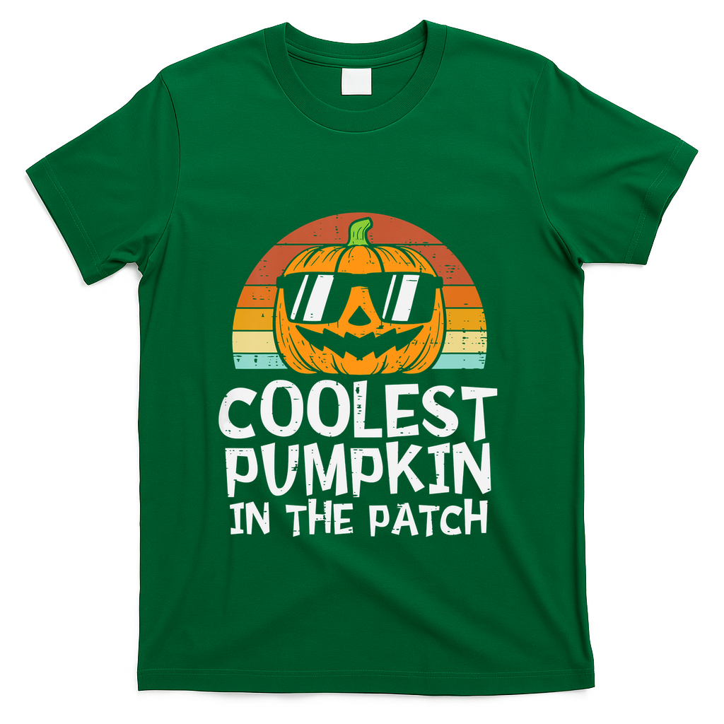 Coolest Pumpkin In The Patch Halloween Funny Gift T-Shirt - Green