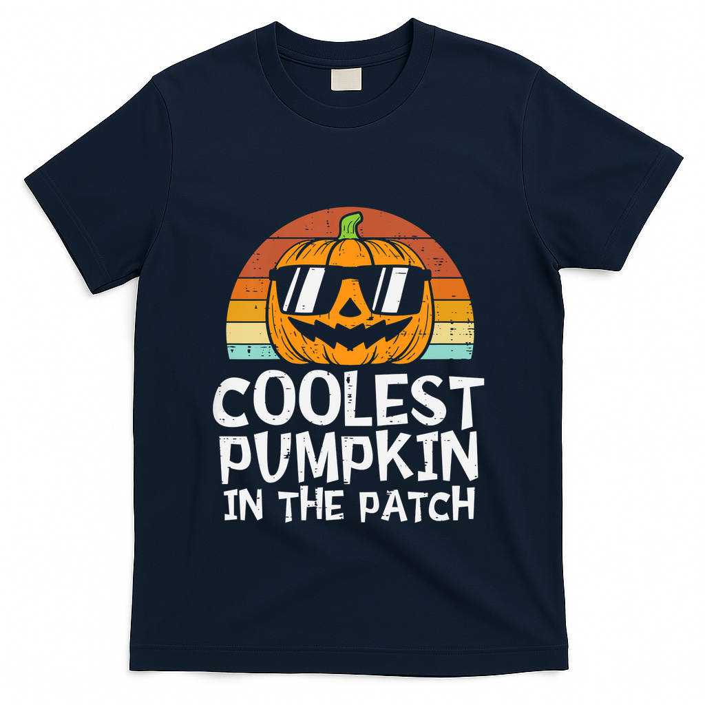 Coolest Pumpkin In The Patch Halloween Funny Gift T-Shirt - Navy