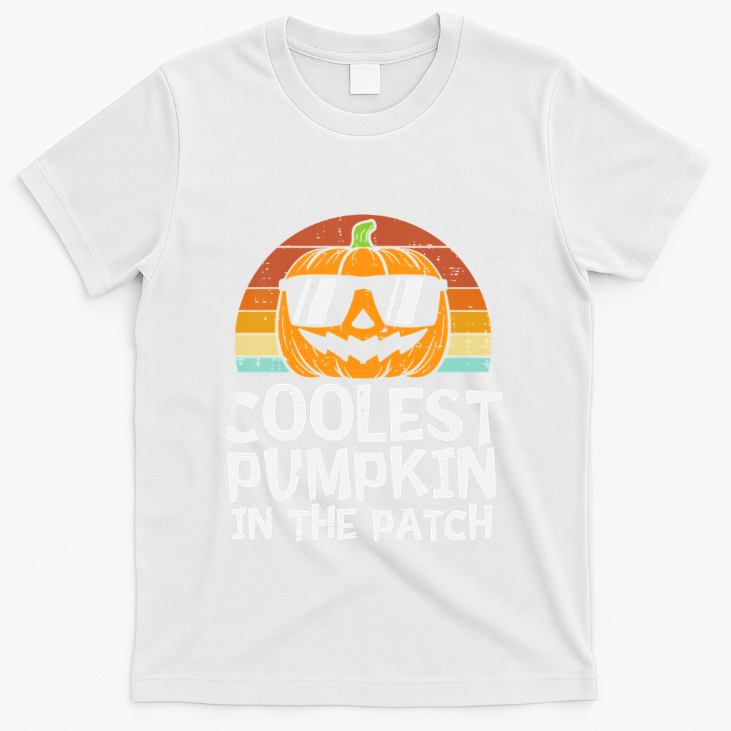 Coolest Pumpkin In The Patch Halloween Funny Gift T-Shirt - White
