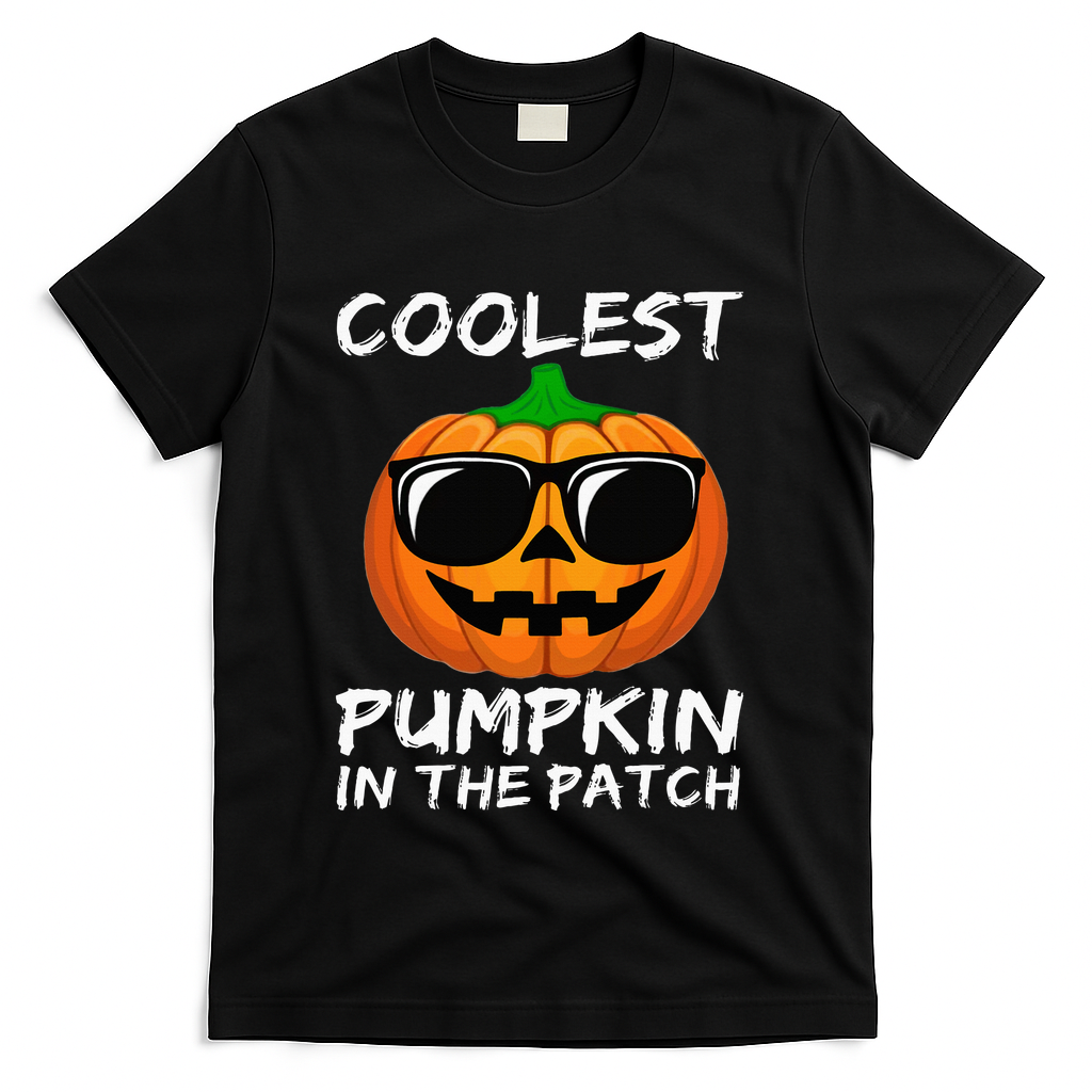Coolest Pumpkin In The Patch Funny Halloween T-Shirt - Black