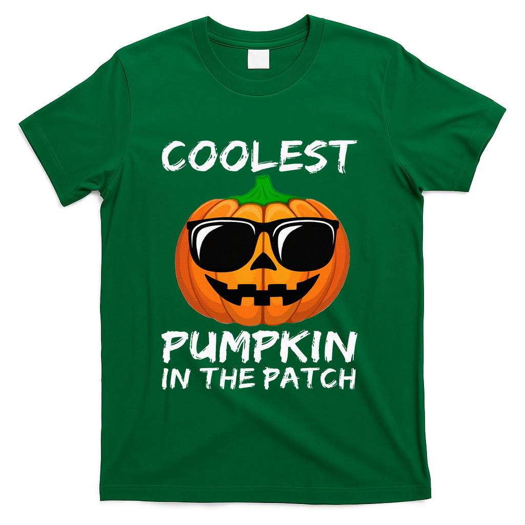 Coolest Pumpkin In The Patch Funny Halloween T-Shirt - Green