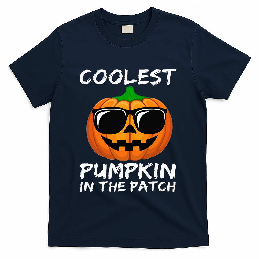 Coolest Pumpkin In The Patch Funny Halloween T-Shirt - Navy