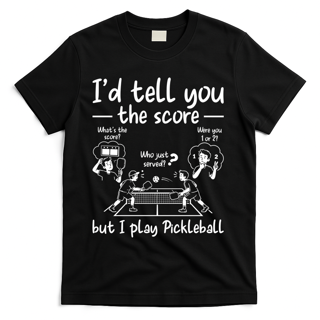 Confused Pickleball Player Funny Pickleball T-Shirt - Black