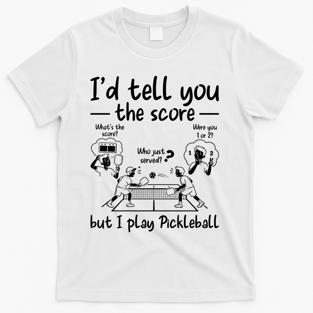 Confused Pickleball Player Funny Pickleball T-Shirt - White