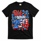 Cute Patriotic Red White And 250 Celebrate America's 250th Birthday T-Shirt - Black