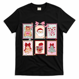 Christmas Postage Stamps Cute Retro T-Shirt - Black