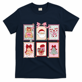 Christmas Postage Stamps Cute Retro T-Shirt - Navy Blue
