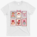 Christmas Postage Stamps Cute Retro T-Shirt - White