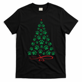 Christmas Paw Tree Christmas Dog Paw Christmas Tree T-Shirt - Black