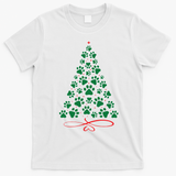 Christmas Paw Tree Christmas Dog Paw Christmas Tree T-Shirt - White