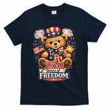 Cute Patriotic Teddy Bear 250 Years Of Freedom 250th Anniversary Of America USA T-Shirt - Navy