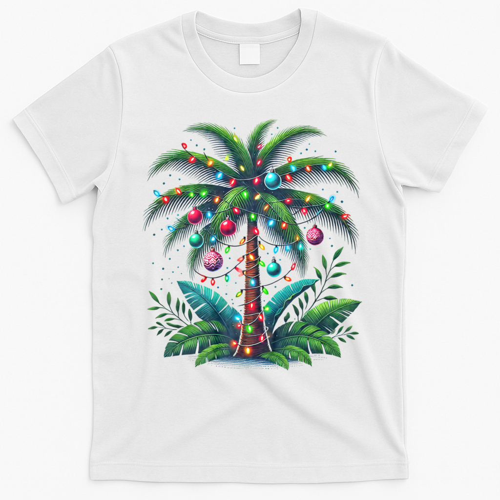 Christmas Palm Tree Merry Christmas Tropical Christmas T-Shirt - White