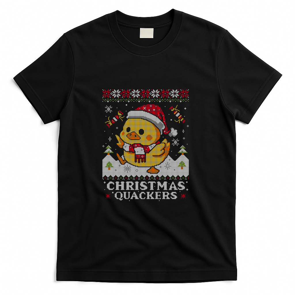 Christmas Quackers - Cute Duck - Black