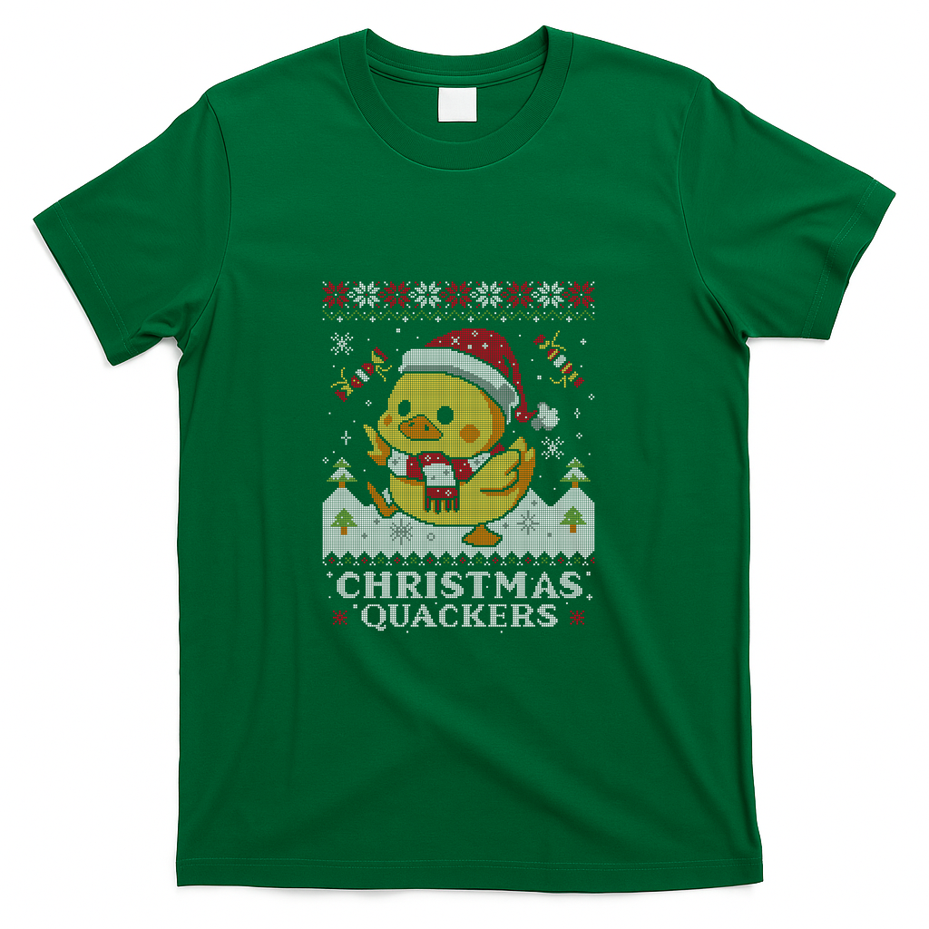 Christmas Quackers - Cute Duck - Green