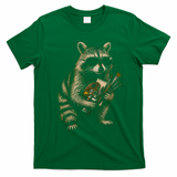 Cool Raccoon Artist with Palette and Brushes T-Shirt - Irish Green