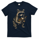 Cool Raccoon Artist with Palette and Brushes T-Shirt - Navy Blue