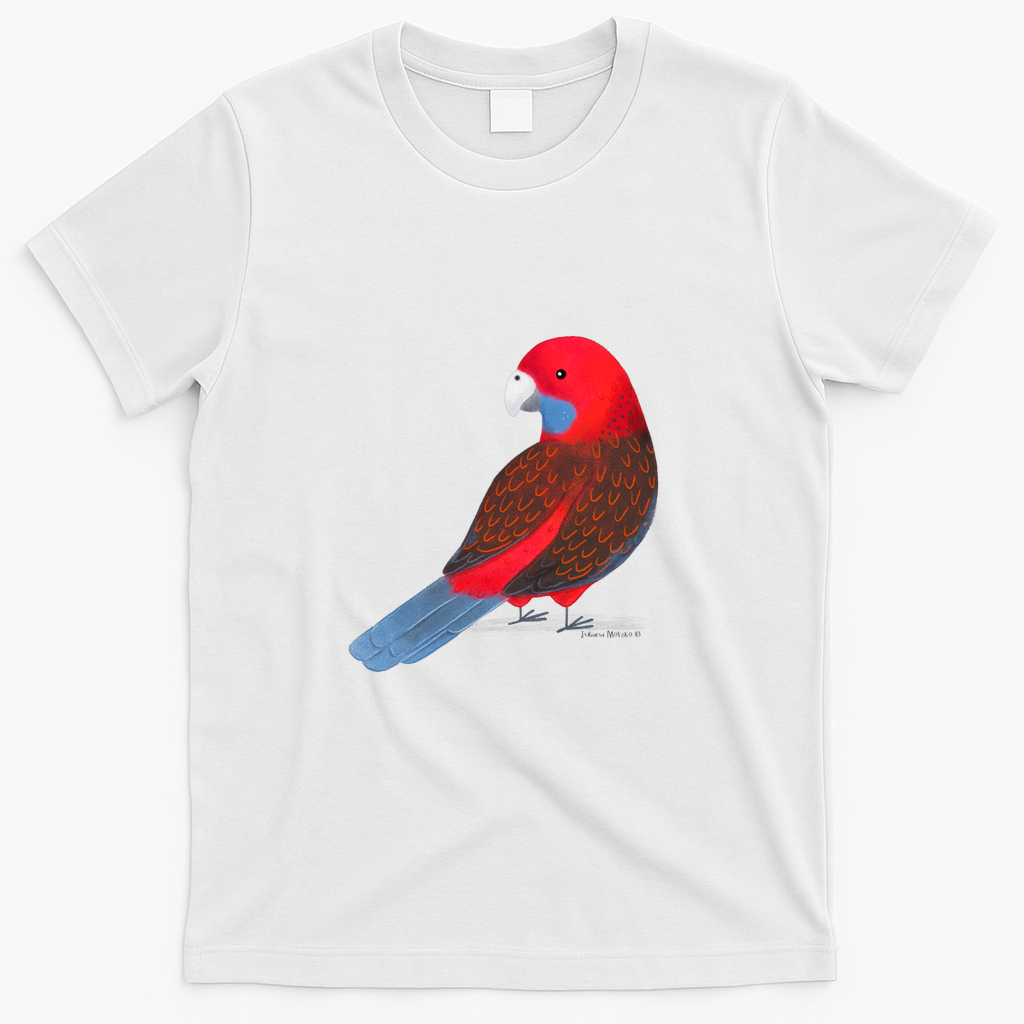 Crimson Rosella Bird - White
