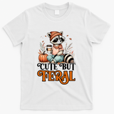 Coffee Raccoon Cute But Feral Autumn Design Gift T-Shirt - White