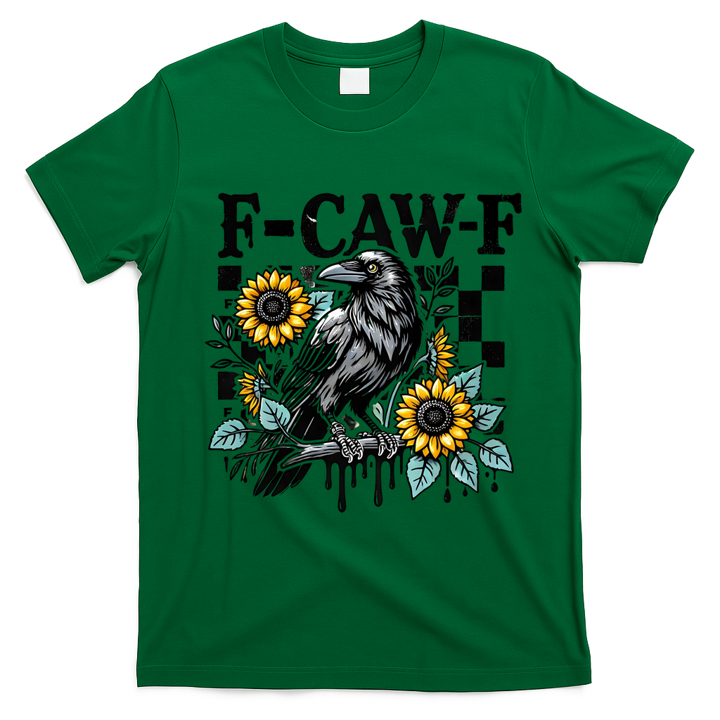 Crow Raven F-CAW-F Funny Halloween T-Shirt - Irish Green