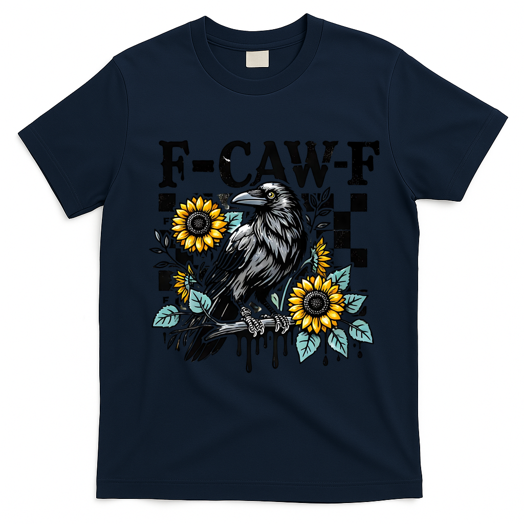 Crow Raven F-CAW-F Funny Halloween T-Shirt - Navy Blue