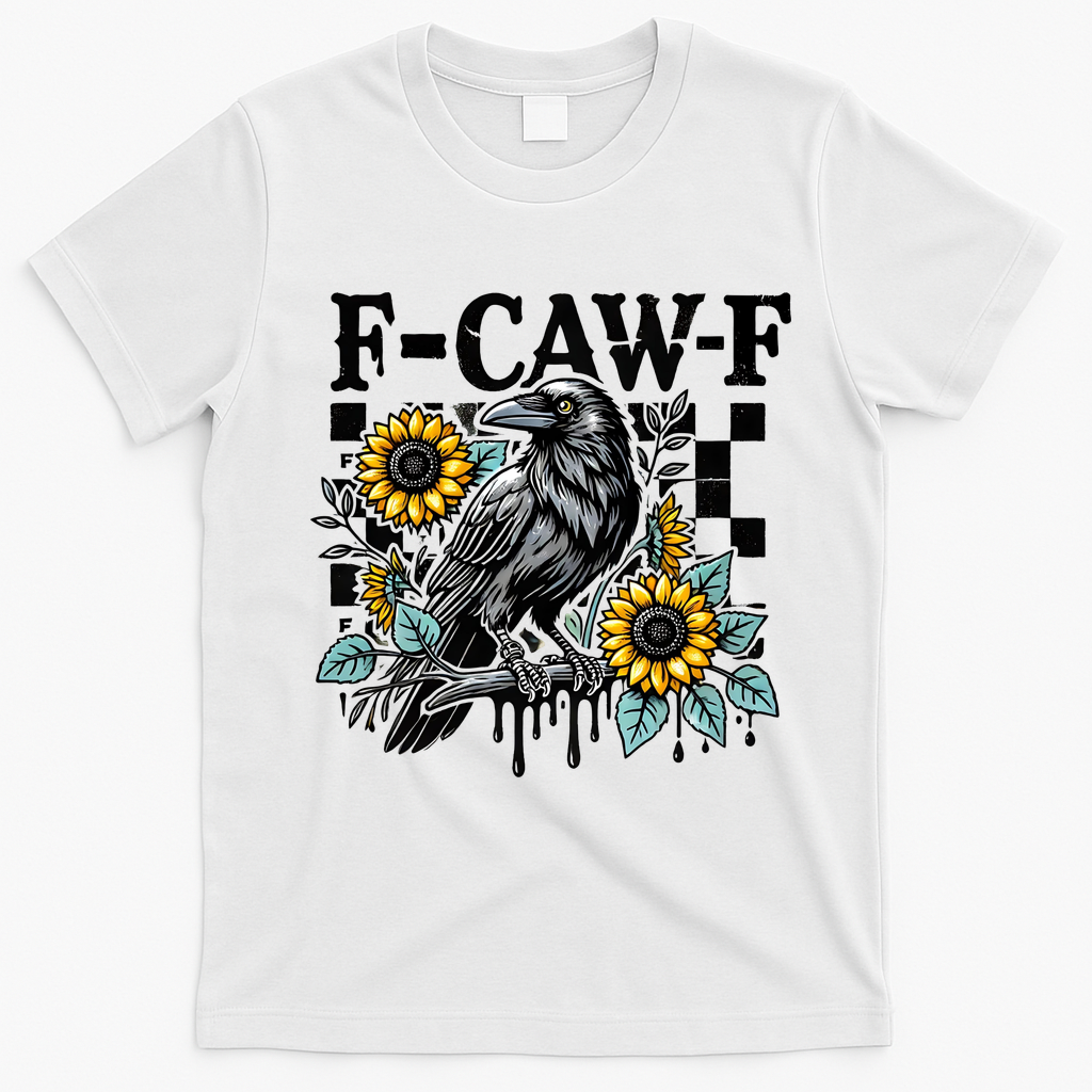 Crow Raven F-CAW-F Funny Halloween T-Shirt - White