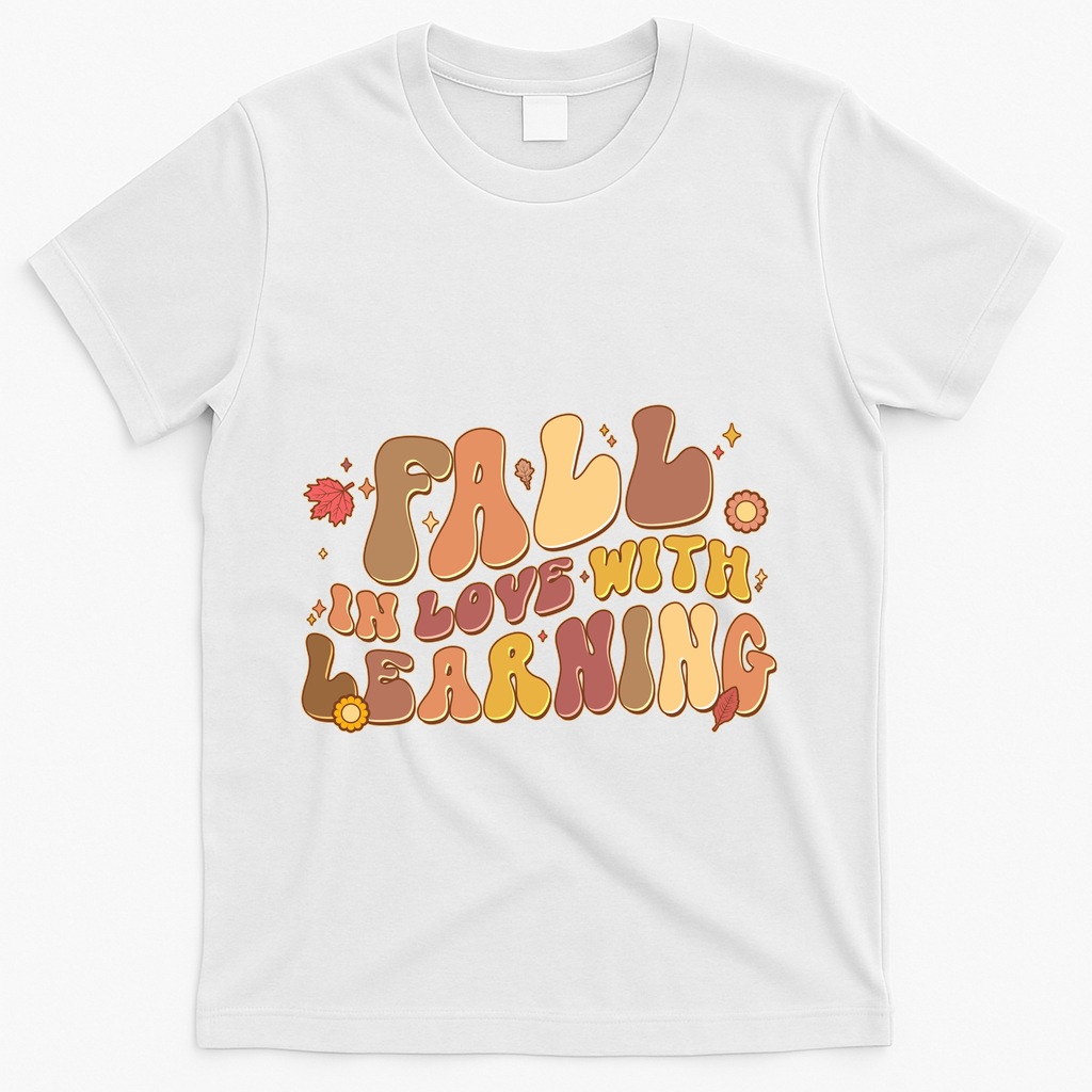 Cute Retro Fall In Love With Learning T-Shirt - White