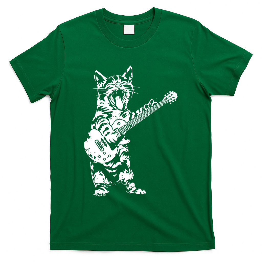 Cat Rocker Funny Kitty Plays Guitar Rockstar Cats Guitarist T-Shirt