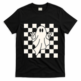 Cute Retro Ghost Peace Sign Halloween T-Shirt - Black