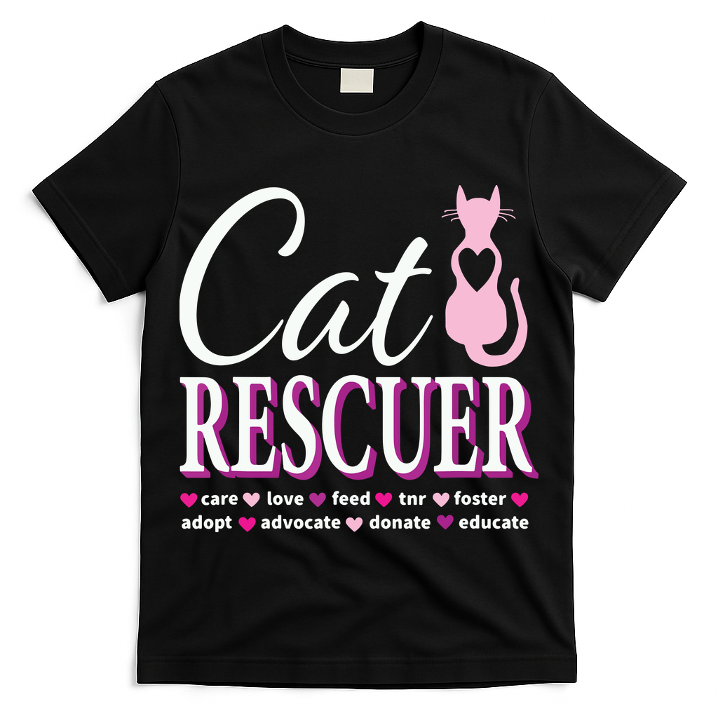 Cat Rescue Gift Feral Kittens Homeless Cats Shelter TNR Tee T-Shirt