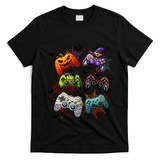 Cool Retro Halloween Gaming Controllers T-Shirt - Black