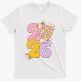 Cute Retro Senior 2026 Disco Ball Flowers Graduate Graduation T-Shirt - White