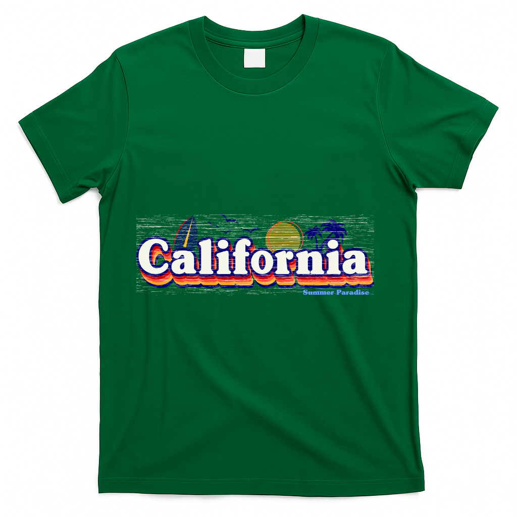 California Retro Summer Paradise T-Shirt - Green