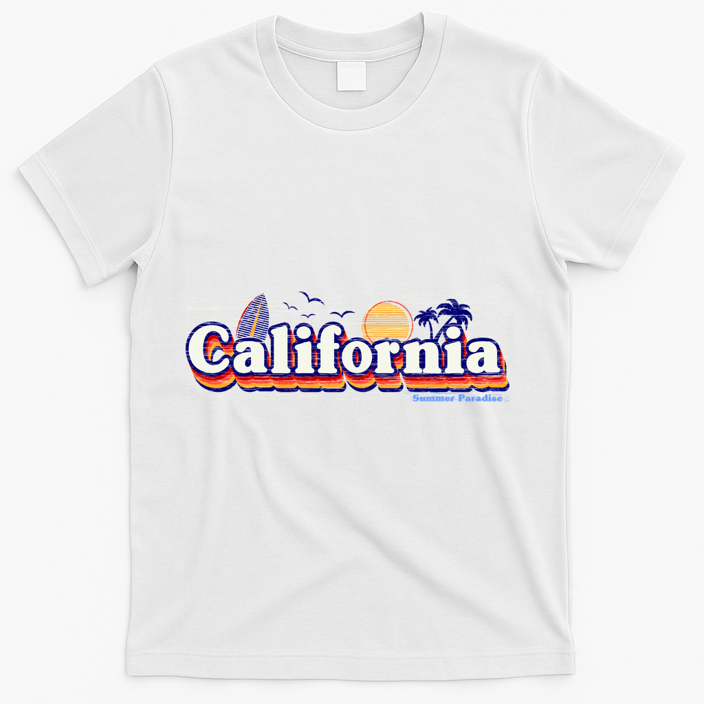 California Retro Summer Paradise T-Shirt - White