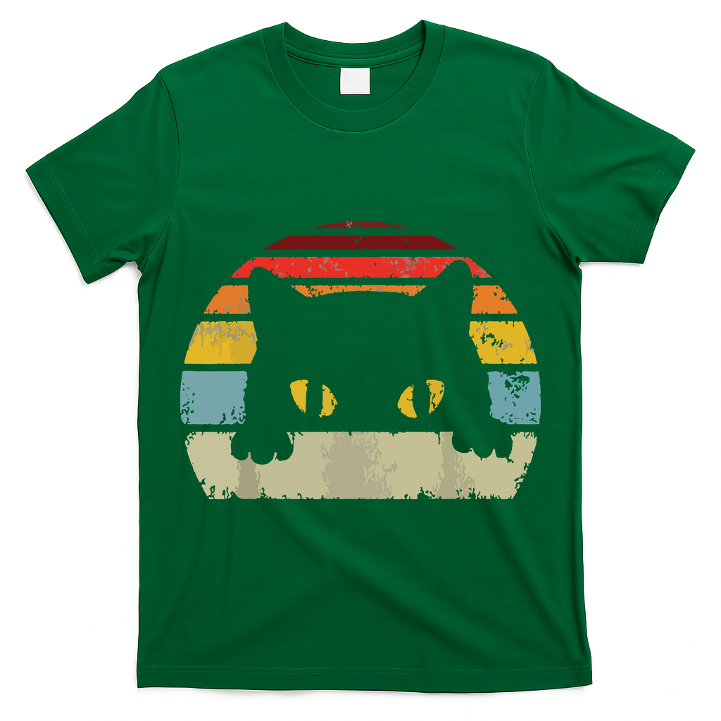 Cat Retro Style Black Kitty Cats Lover Gift T-Shirt