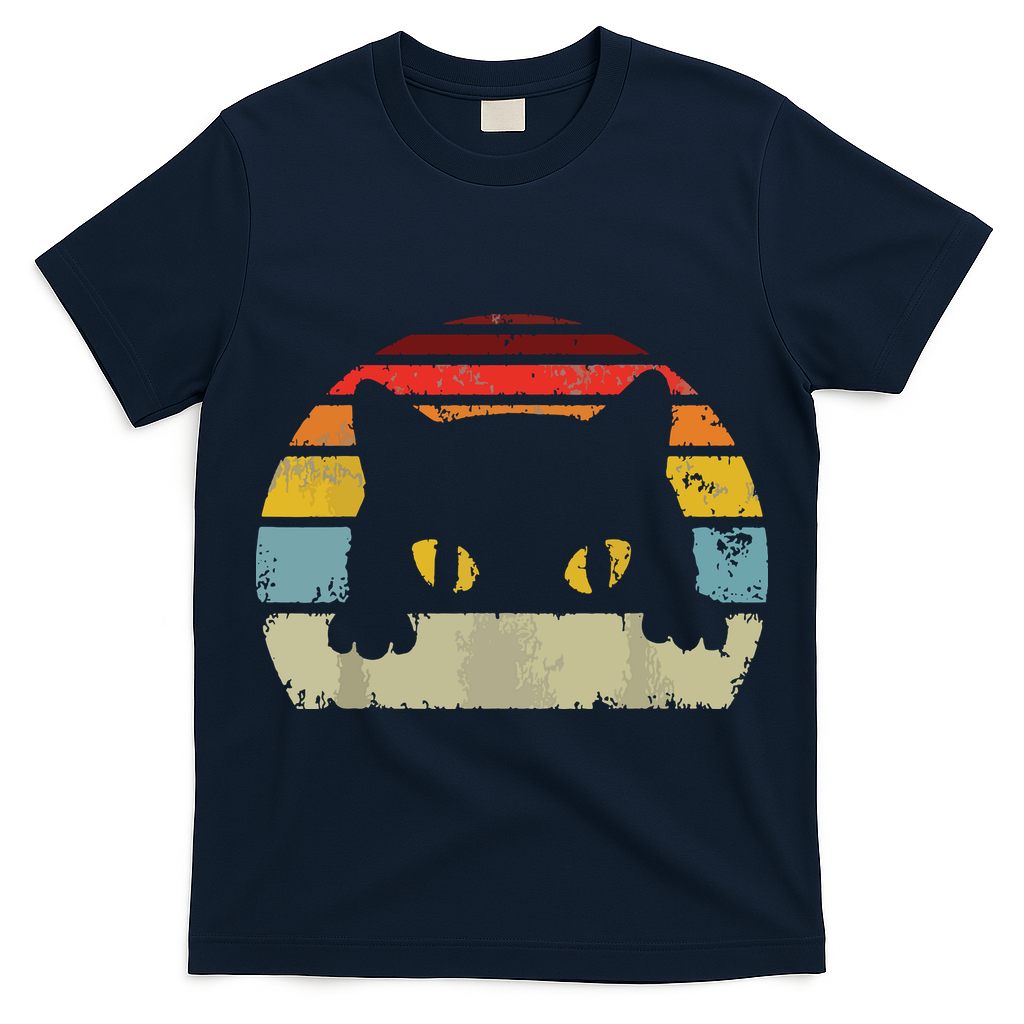 Cat Retro Style Black Kitty Cats Lover Gift T-Shirt