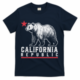 California Republic Vintage Cali Bear Star T-Shirt - Navy