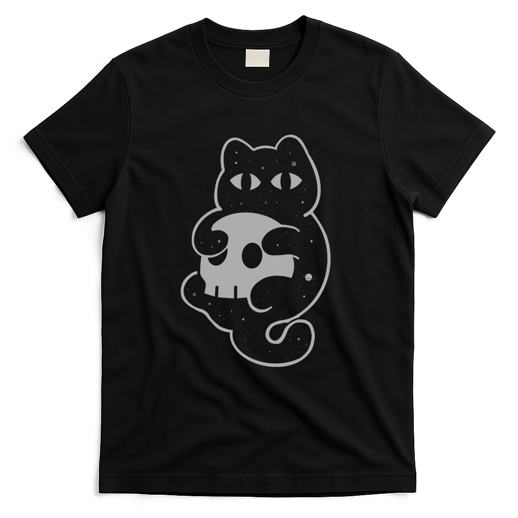 Cosmic Skull and Cat - Black