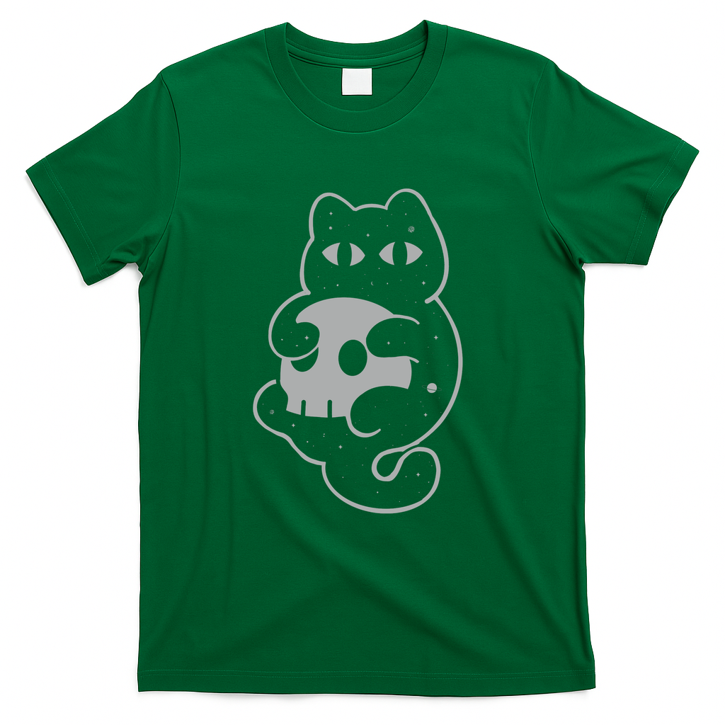 Cosmic Skull and Cat - Green