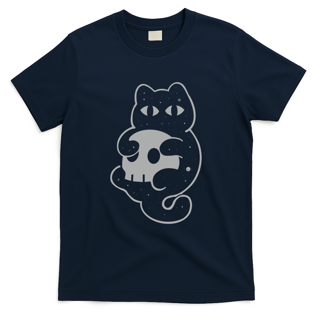 Cosmic Skull and Cat - Navy